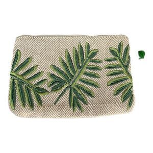Unbranded Cream Leaf Embroidered Clutch Makeup Bag‎